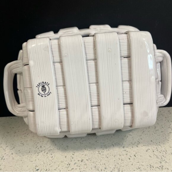 Vintage TADINATE Italian Ceramic Glazed Woven Basket Made in Italy 12 x 9 - Picture 6 of 16